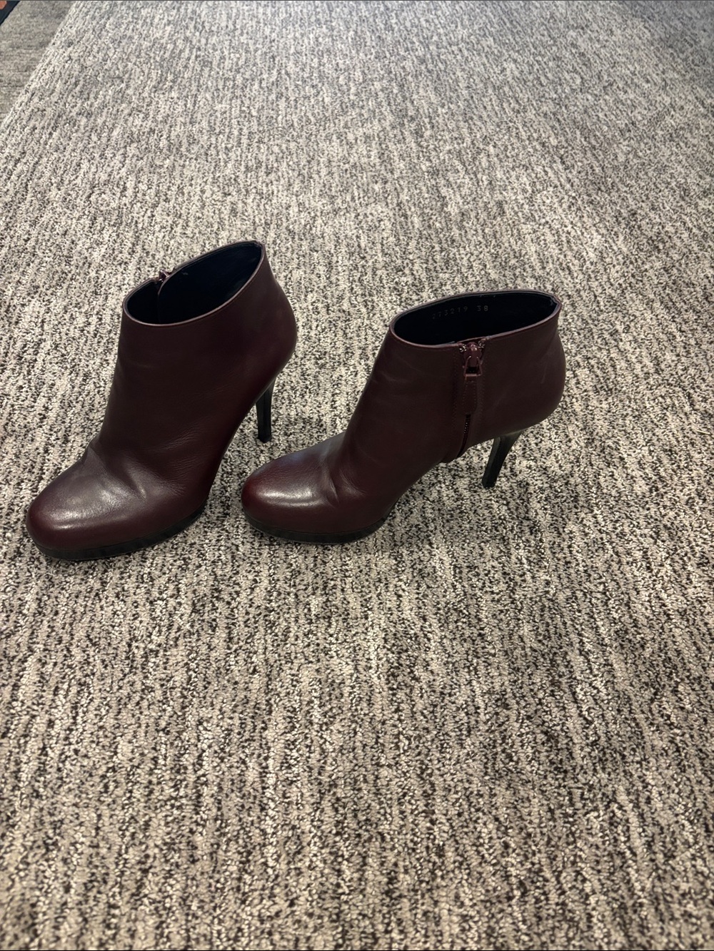 Balenciaga Women's Burgundy Leather Ankle Bootie with Heel
